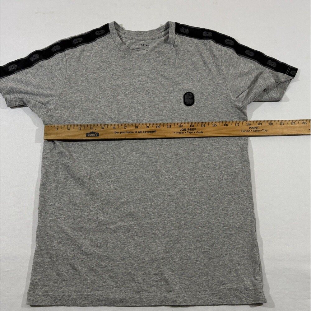 Coach Mens Signature Tape Crew Short Sleeve T-shirt Gray Cotton Tee Casual Sz XS - Picture 6 of 10